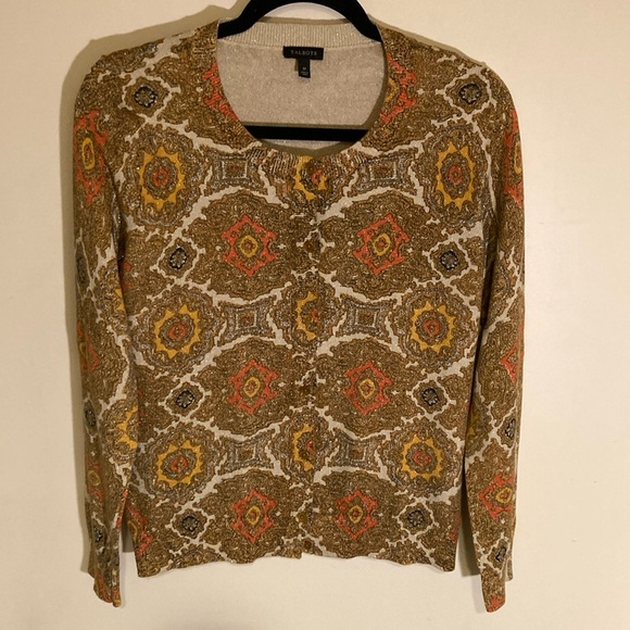 Talbots Sweaters - Talbots Metallic Paisley Cardigan M